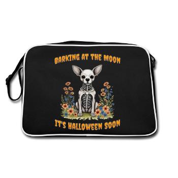 Barking at the moon it's halloween soon - Retro Bag - black/white - Back