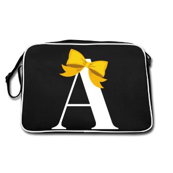 Yellow bow letter - Retro Bag - black/white - Back