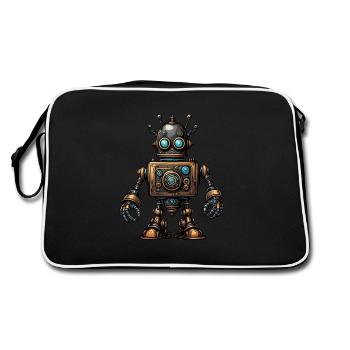 Steampunk robot - Retro Bag - black/white - Back