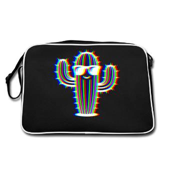 Cactus Glitch – Style Fête & Fun - Sac Retro - noir/blanc - Dos