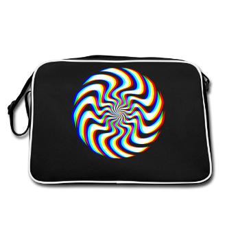 Glitch Spirale – Optische Täuschung - Retro Tasche - Schwarz/Weiß - Hinten