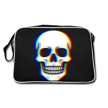 Crâne Glitch - Cyber Art - Sac Retro - noir/blanc - Dos