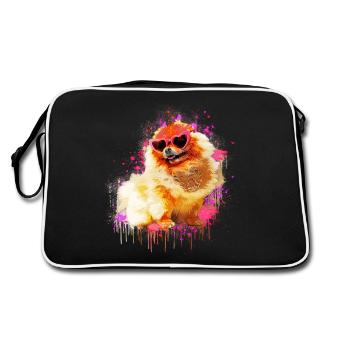 Pomeranian with sunglasses Pomeranian Spitz - Retro Bag - black/white - Back