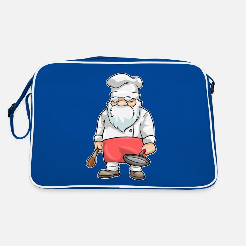 Chef avec pan de chapeau de chef et cuillère en bois Sac Retro