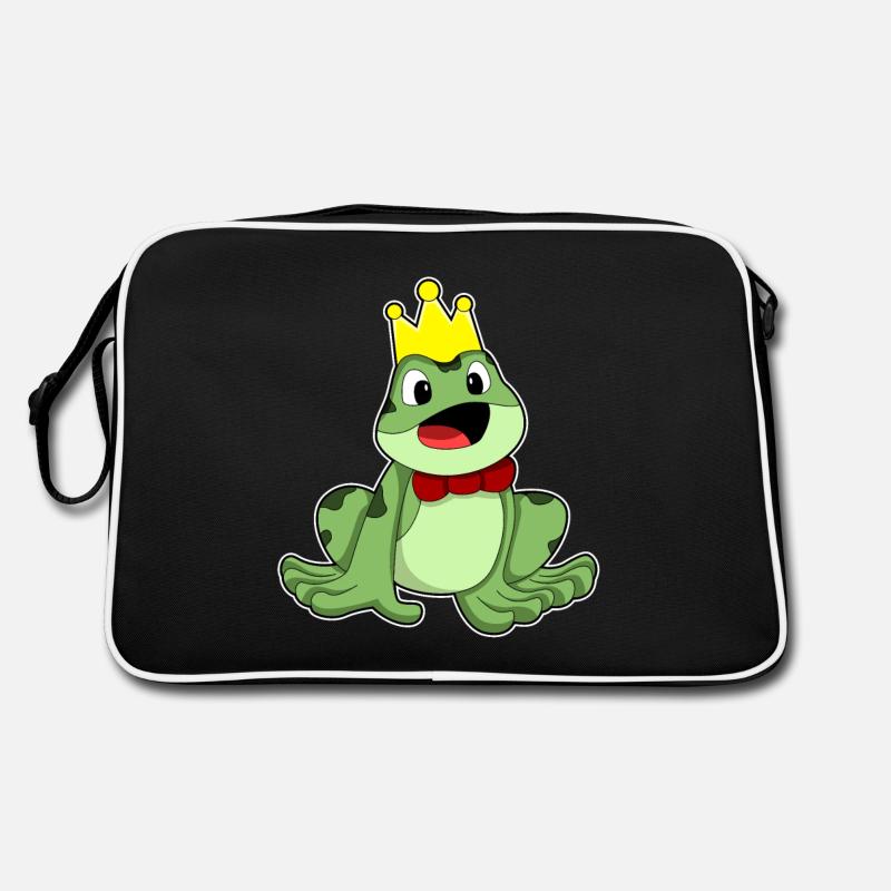 Frosch als Froschkönig mit Krone - Retro Tasche - Schwarz/Weiß