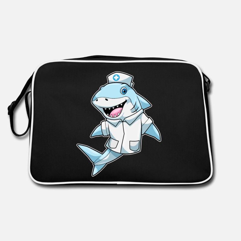 Shark as a nurse with a coat Retro Bag