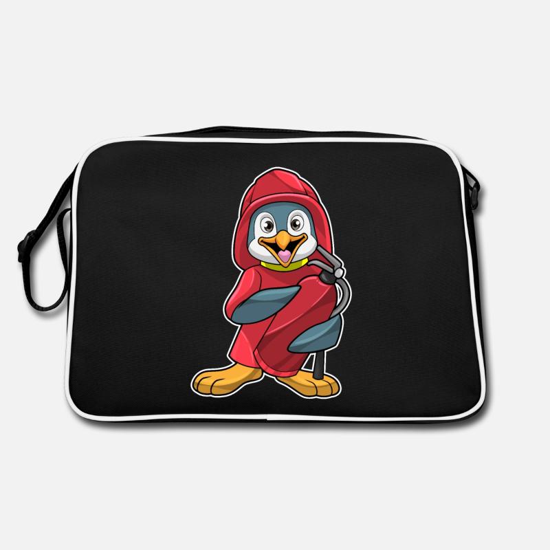Penguin as firefighter with fire extinguisher Retro Bag
