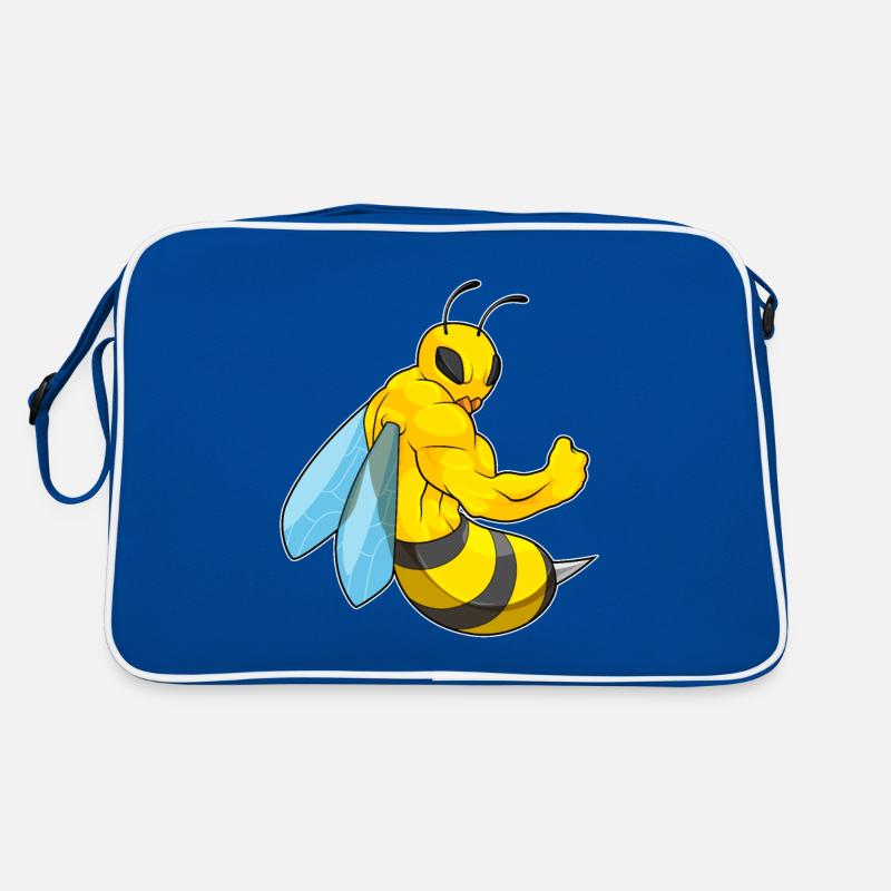 Biene als Bodybuilder Retro Tasche