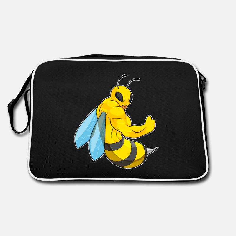 Biene als Bodybuilder Retro Tasche