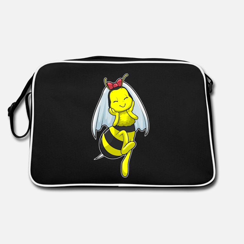 Biene als Braut bei Hochzeit mit Schleier Retro Tasche