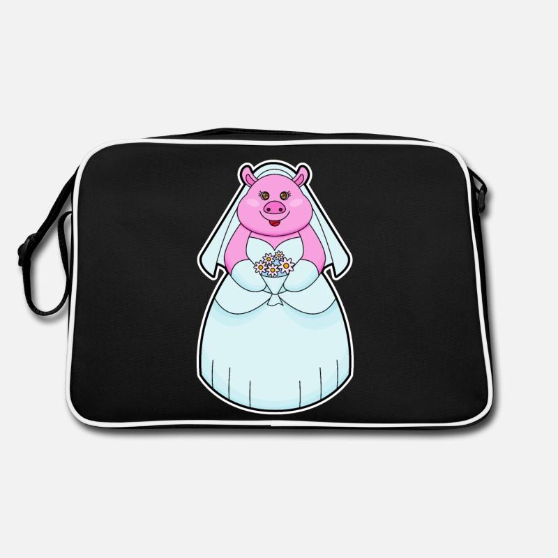 Cochon comme mariée avec voile Sac Retro