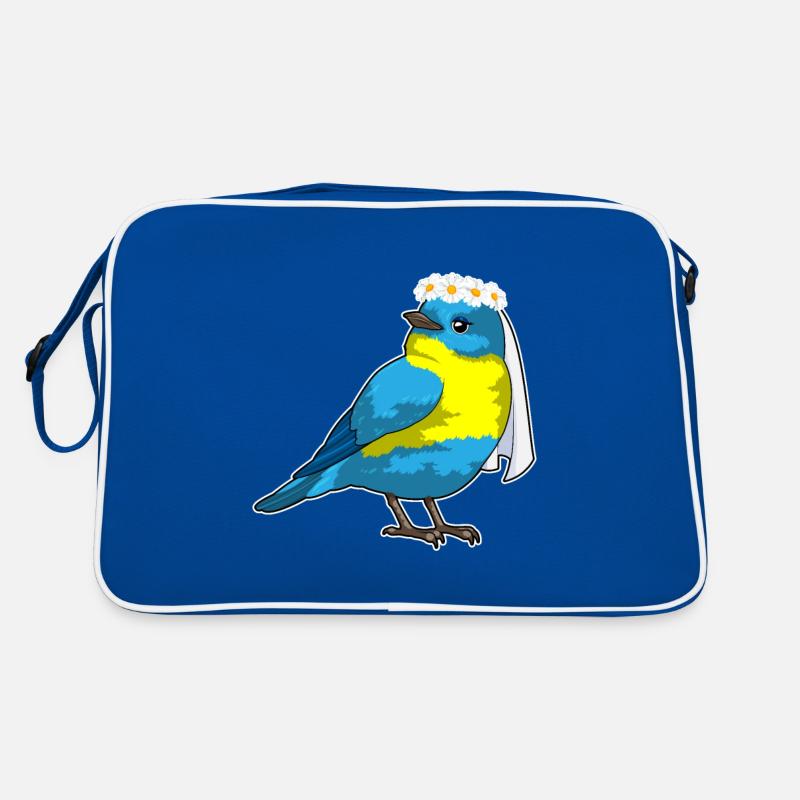 Oiseau en mariée avec couronne de fleurs Sac Retro