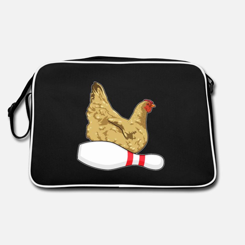 Chicken bowling with bowling pin Retro Bag