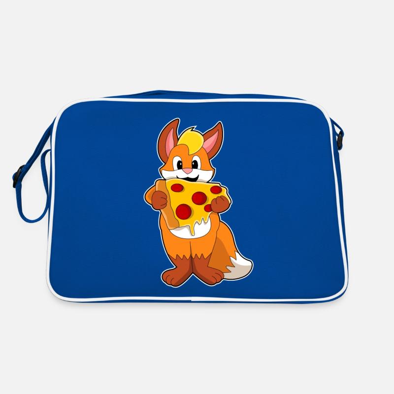 Fuchs mit Pizza Retro Tasche