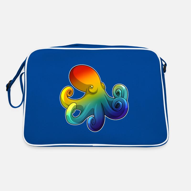 Krake mit Regenbogen Retro Tasche