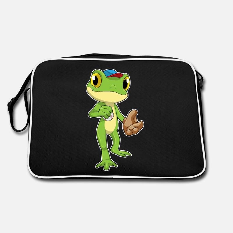 Frog playing baseball with baseball glove Retro Bag