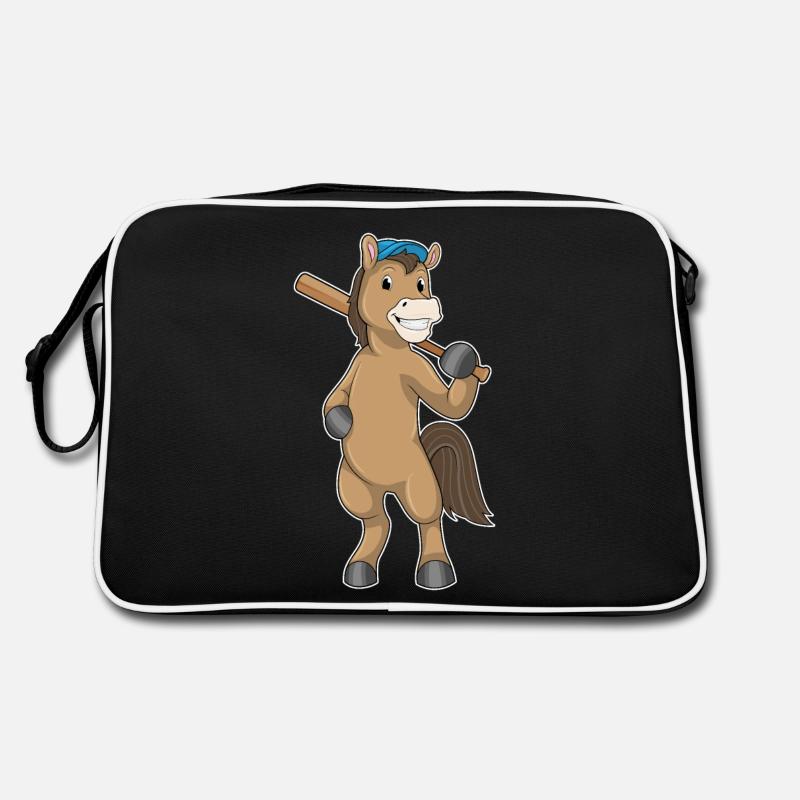 Horse at baseball with baseball bat Retro Bag