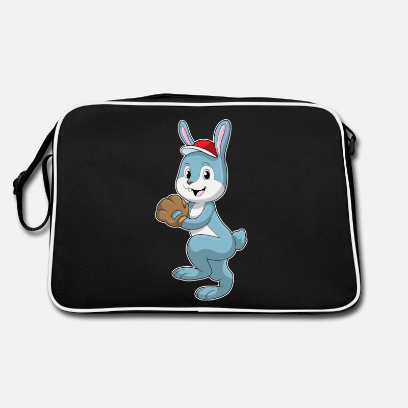 Rabbit playing baseball with a baseball glove Retro Bag