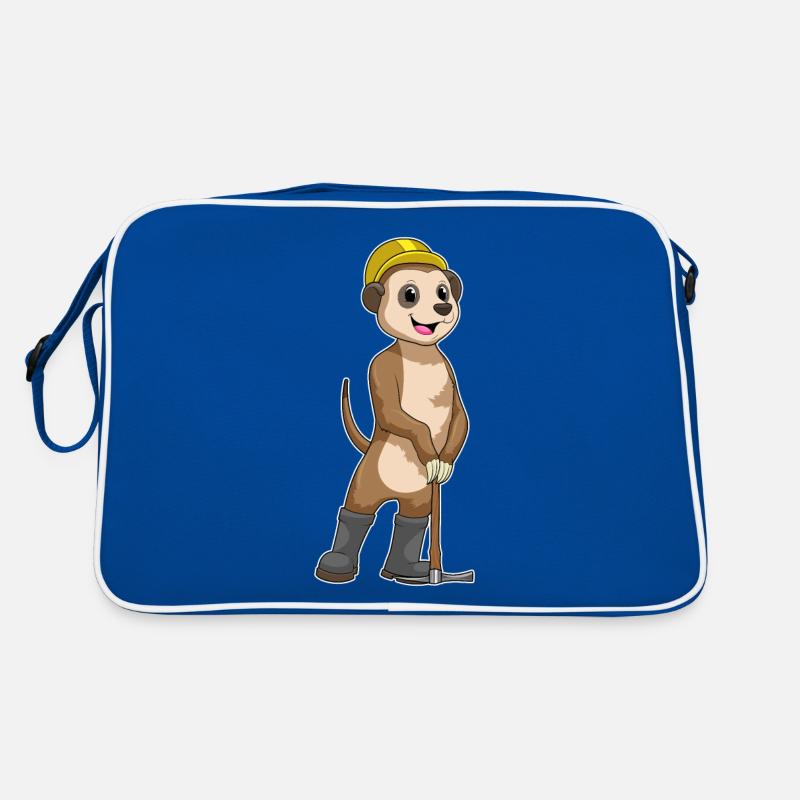 Erdmännchen als Bergarbeiter mit Spitzhacke Retro Tasche