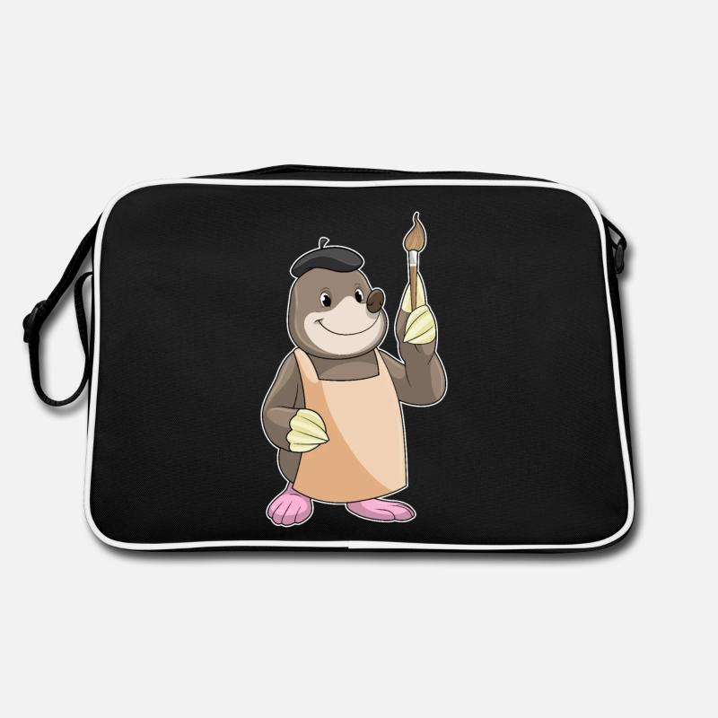 Maulwurf als Maler mit Pinsel Retro Tasche