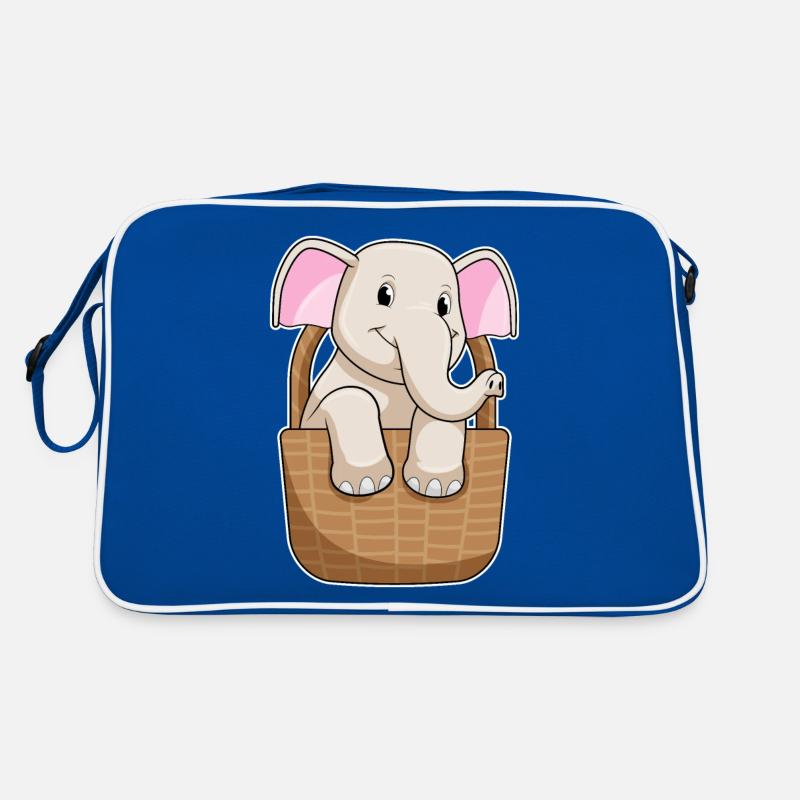 Elefant mit Korb Retro Tasche