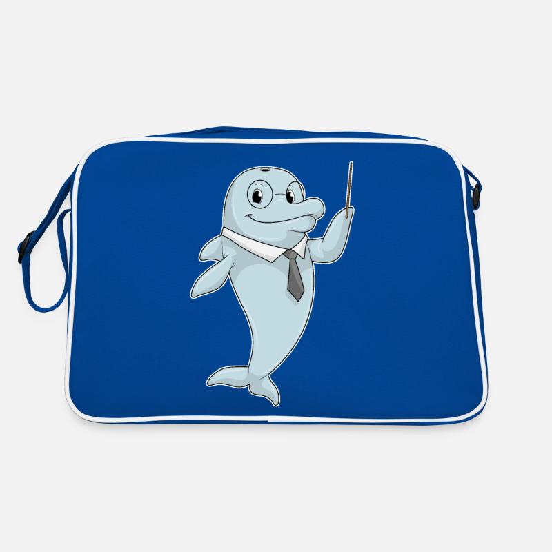 Dolphin as a teacher with pointer Retro Bag
