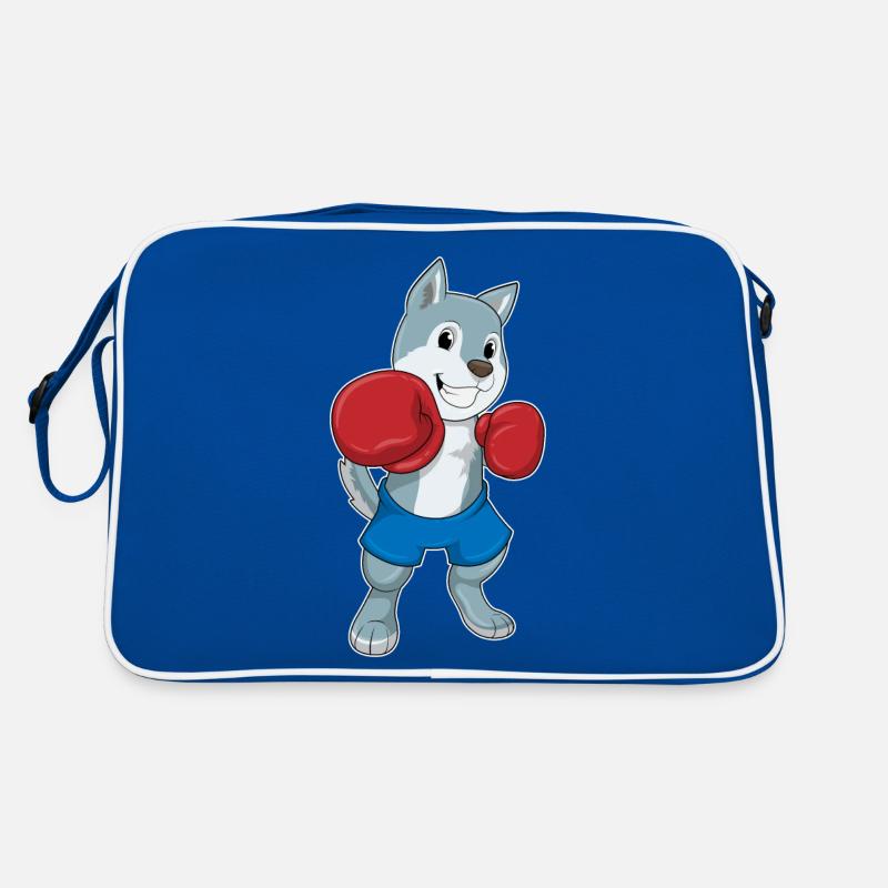 Dog as Boxer with Boxing Gloves Retro Bag