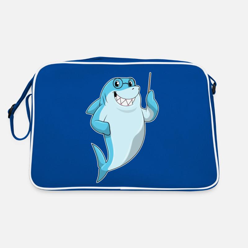 Hai als Lehrer mit Pointer Retro Tasche