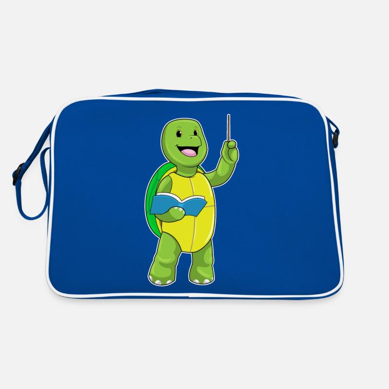 Turtle as a teacher with book & pointer Retro Bag