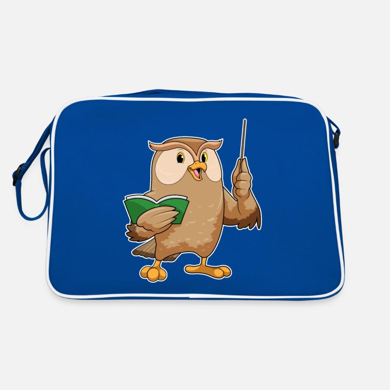 Eule als Lehrer mit Buch & Pointer Retro Tasche