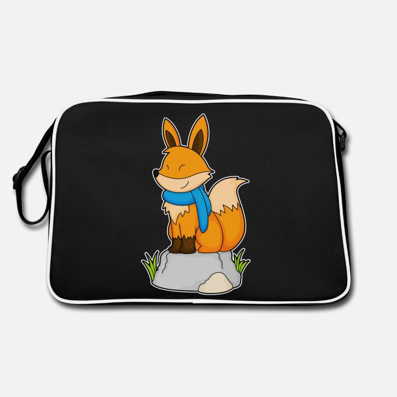Fox with scarf on rocks - Retro Bag - black/white