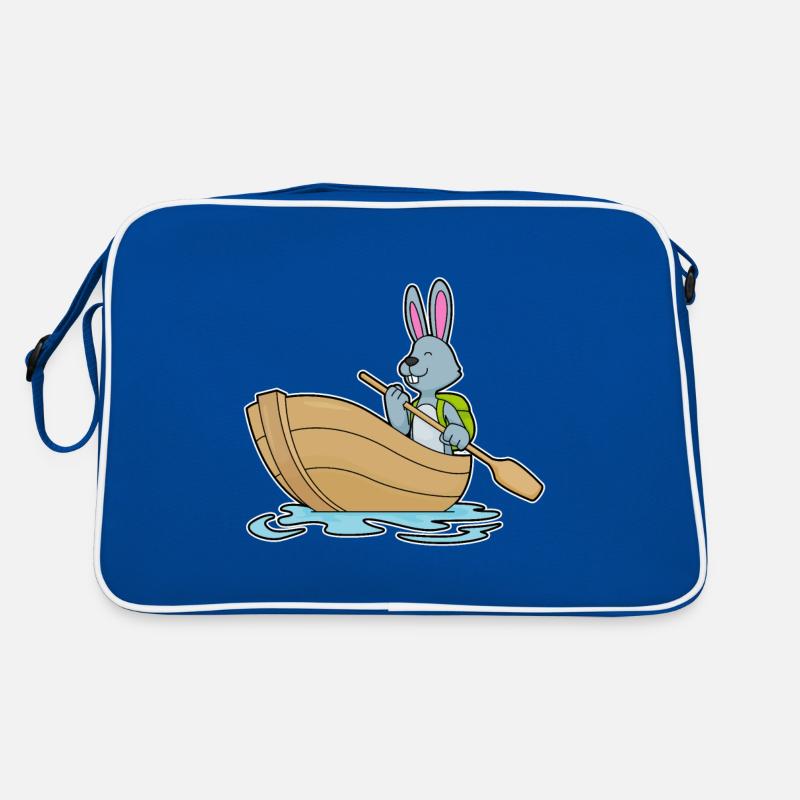 Rabbit with boat & paddle Retro Bag