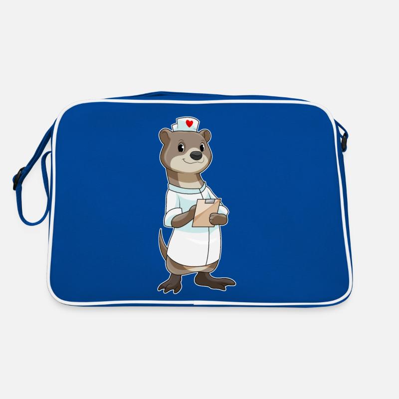 Otter als Krankenschwester mit Herz Retro Tasche