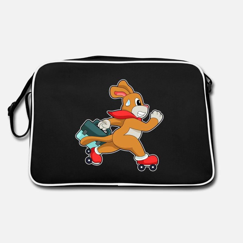 Dog with roller skates Retro Bag