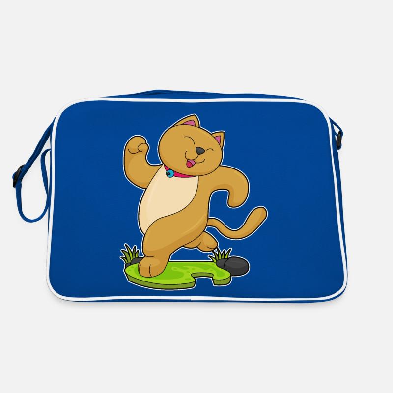 Cat with collar while jogging Retro Bag