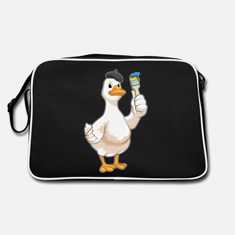 Ente als Maler mit Pinsel Retro Tasche