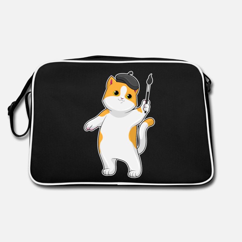 Katze als Maler mit Pinsel Retro Tasche