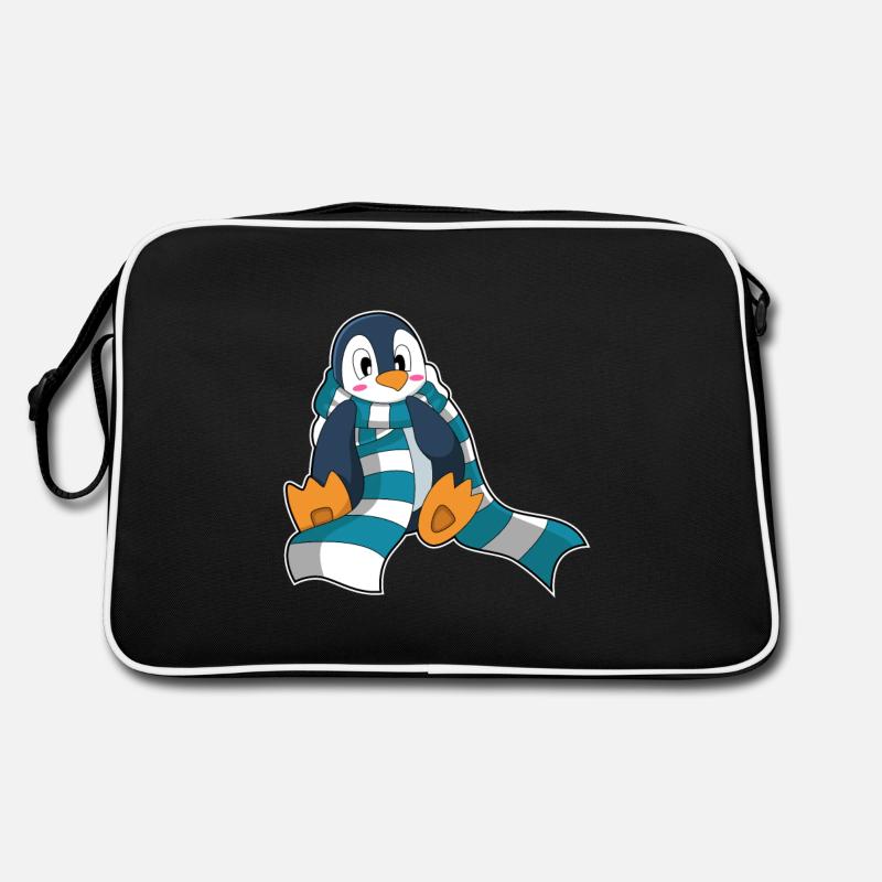 Pinguin mit Schal Retro Tasche