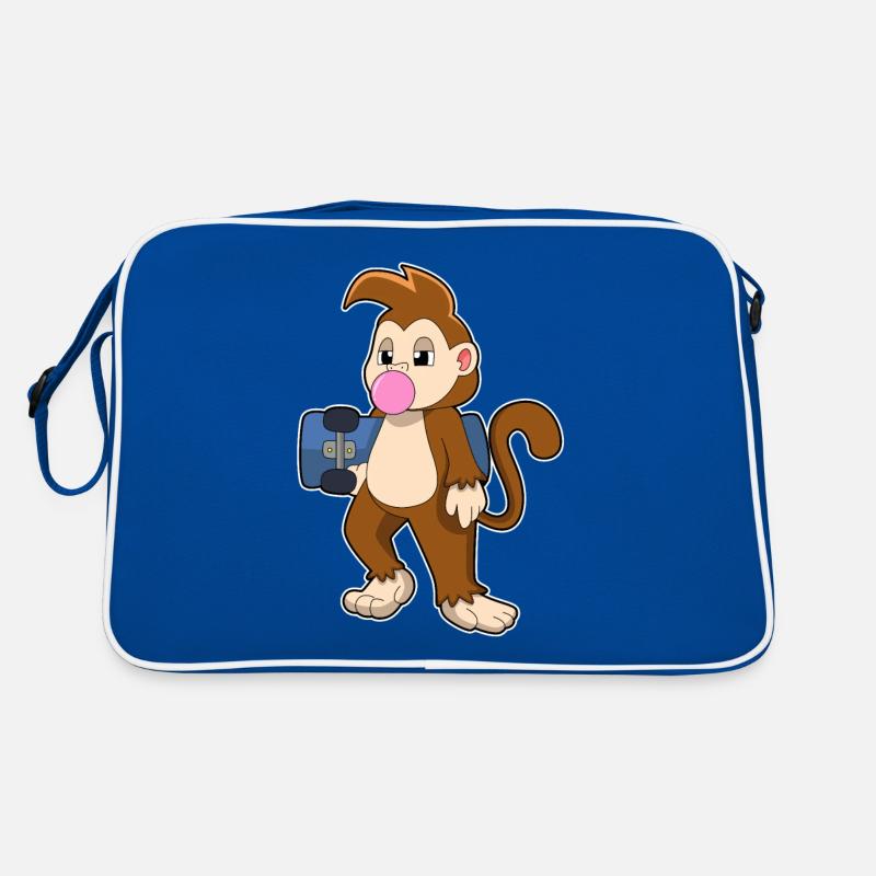 Monkey as a skater with skateboard Retro Bag
