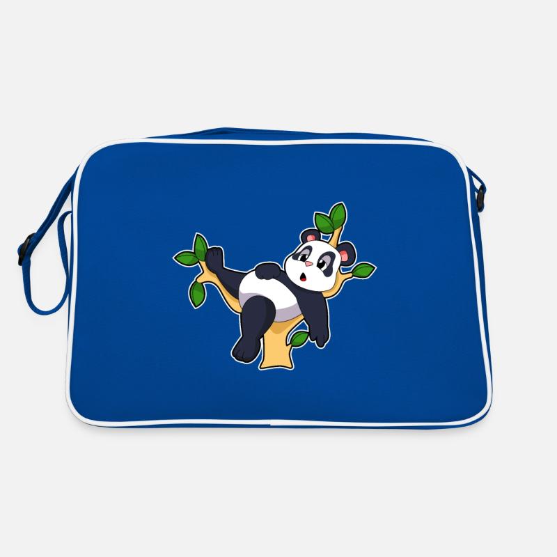 Panda auf Baum Retro Tasche