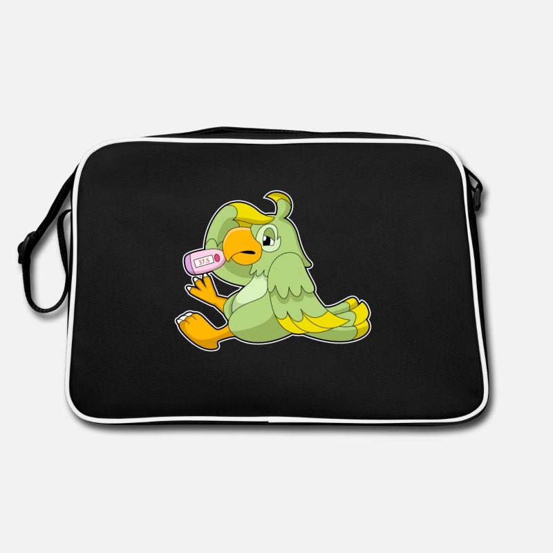 Papagei mit Fieberthermometer Retro Tasche