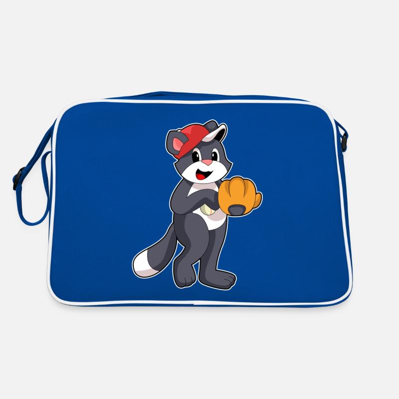 Katze beim Baseball mit Baseballhandschuh Retro Tasche