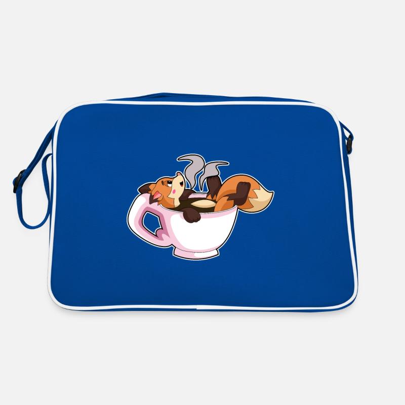 Fuchs mit Tasse Kaffee Retro Tasche