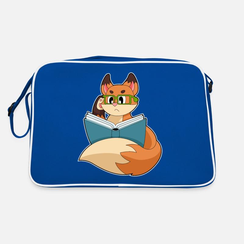 Fuchs als Nerd mit Buch & Brille Retro Tasche