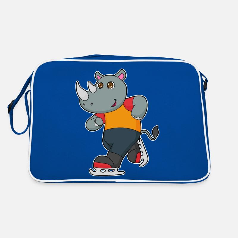 Nashorn beim Eislaufen mit Schlittschuhe Retro Tasche