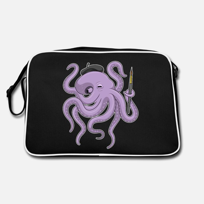 Krake Maler Pinsel Retro Tasche
