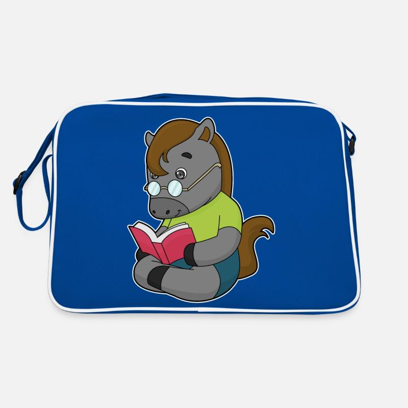 Pferd Nerd Buch Brille Retro Tasche