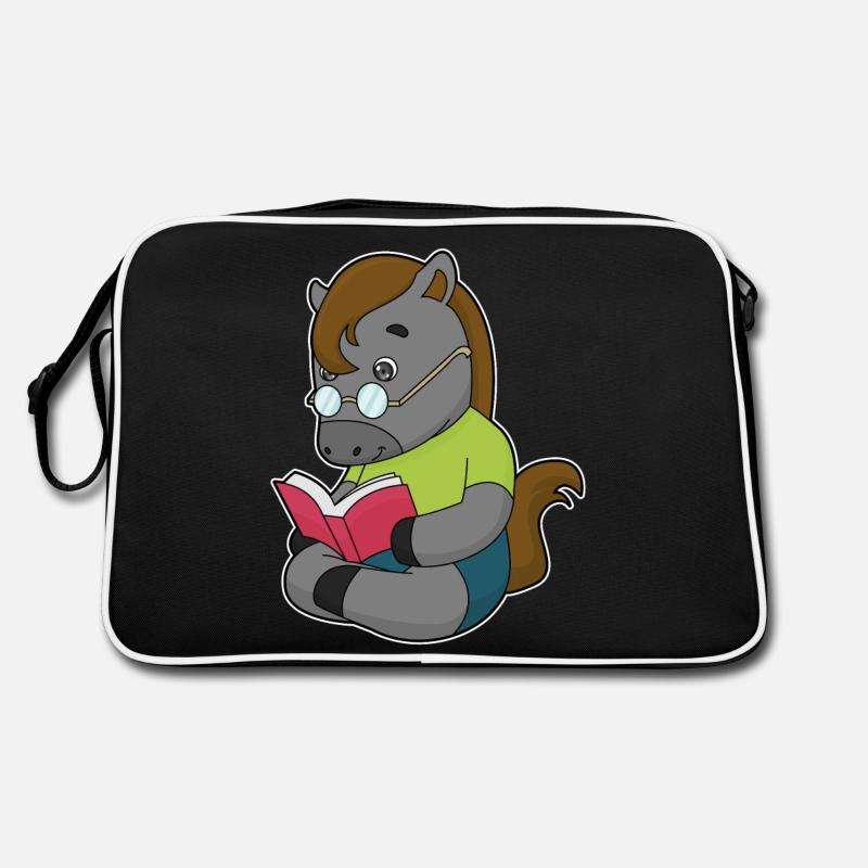 Pferd Nerd Buch Brille Retro Tasche