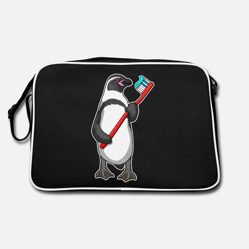 Pinguin Zahnbürste - Retro Tasche - Schwarz/Weiß