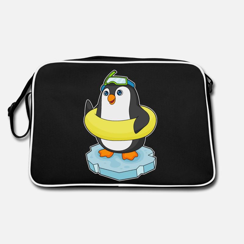 Pinguin Eisscholle Schwimmen Rettungsring Retro Tasche